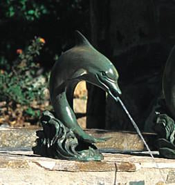 Brass Baron Small Single Dolphin Garden Accent and Pool Statuary