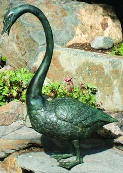 Brass Baron Long Neck Goose Garden Accent and Pool Statuary