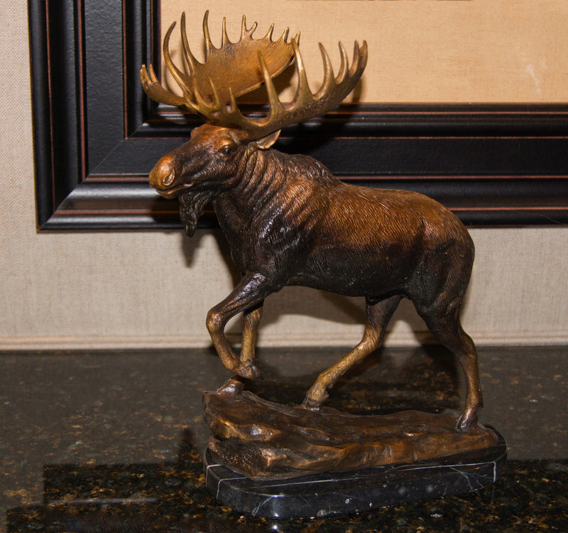 Brass Baron Moose Table Top Statue