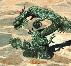 Brass Baron Small Water Dragon Garden Accent and Pool Statuary