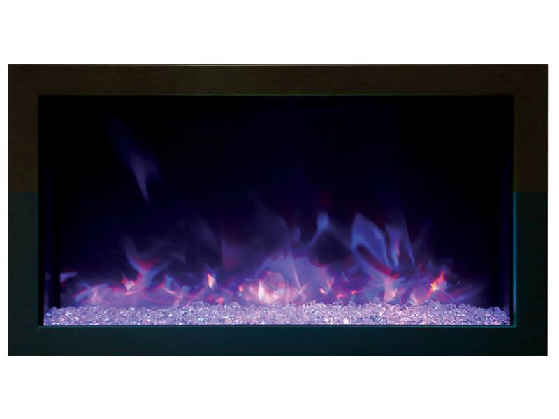 Amantii 30" Extra Slim Indoor or Outdoor Built-in Electric Fireplace with Black Steel Surround