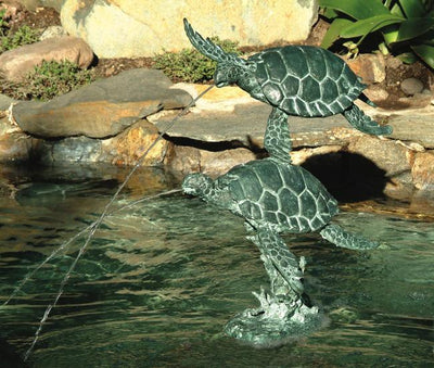 Brass Baron Sea Turtles Garden Accent and Pool Statuary