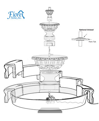 Mediterranean Tiered Outdoor Fountain with Fiore Pond | Large Fountain