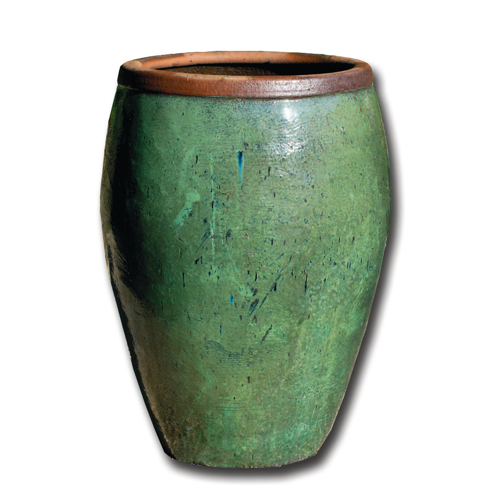 green glazed plant pots Kuro Jar in Rustic Green