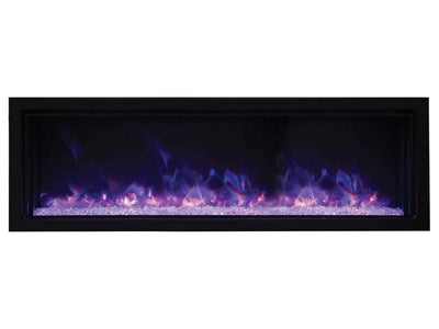 Amantii 50" Extra Slim Indoor or Outdoor Built-in Electric Fireplace with Black Steel Surround