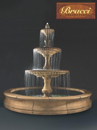3-Tier Four Seasons Fountain with 12 Foot Bracci Basin