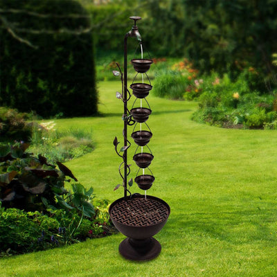 38" Hanging 6-Cup Tiered Floor Fountain