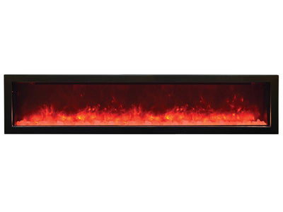 Amantii 72" Slim Indoor or Outdoor Built-in Electric Fireplace with Black Steel Surround