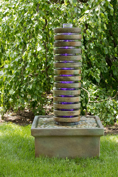 Round Luminaire Column Outdoor Water Fountain