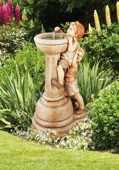 Jack and Jill Pedestal Garden Fountain