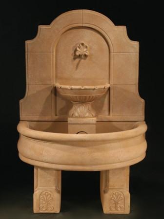 Provincial Wall Fountain with Basin and Pedestals