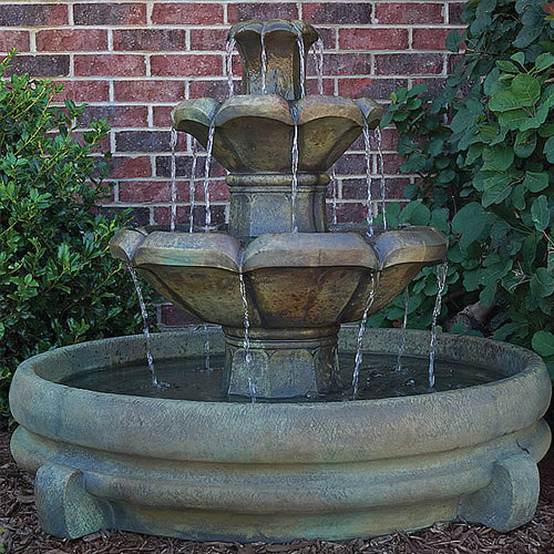 Montreux Two-Tier Outdoor Fountain in Pool