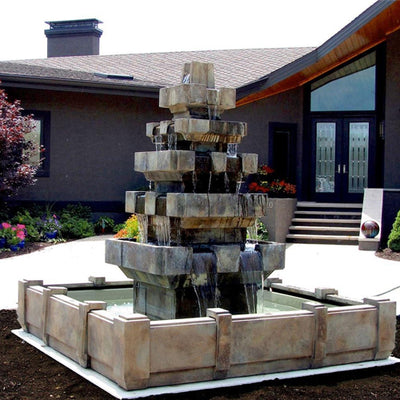 Cascadia Outdoor Fountain in Dimensions Pool