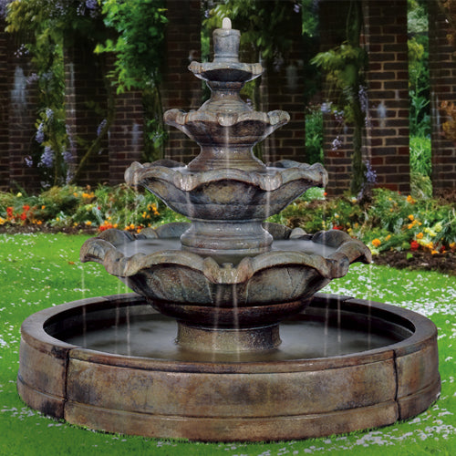 Quattro Tier Outdoor Fountain In Valencia Pool