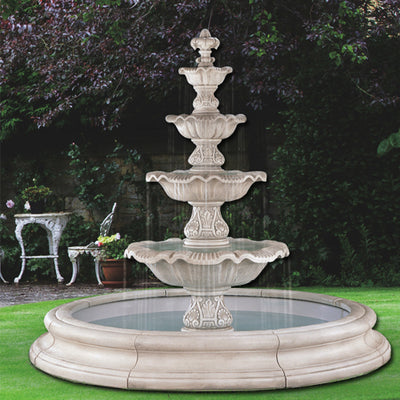 Four Tier Renaissance Outdoor Water Fountain In Toscana Pool