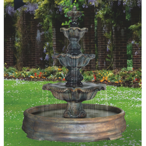 Three Tier Renaissance Outdoor Water Fountain in Grando Pool