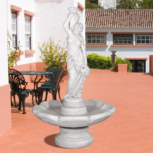 Rebecca At Well Fountain in Petal Bowl | Outdoor Water Feature