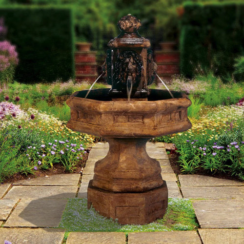 Classic Lion Cast Stone Outdoor Fountain