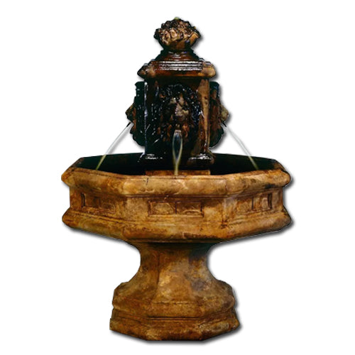 Classic Lion Cast Stone Outdoor Fountain