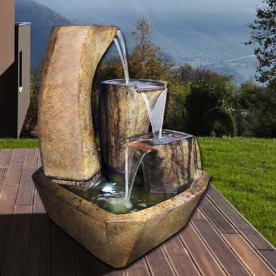 Curving Vessels Modern Tiered Fountain