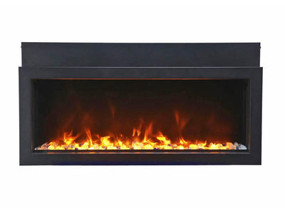 Amantii 40" Extra Slim Indoor or Outdoor Built-in Electric Fireplace with Black Steel Surround