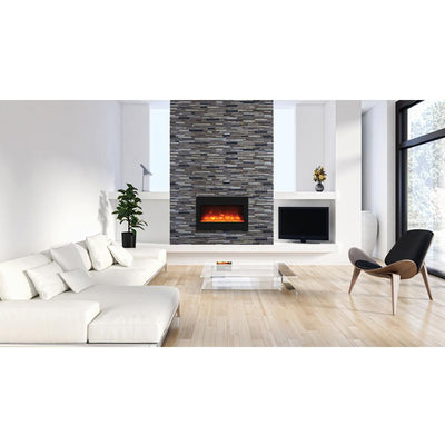 Amantii 33" Zero Clearance Electric Fireplace with Black Glass Surround