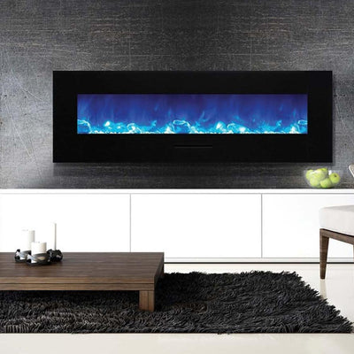 Amantii 60" WM/FM Series Electric Fireplace with Black Glass Surround