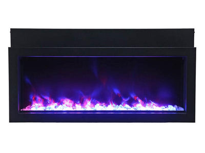 Amantii 30" Extra Slim Indoor or Outdoor Built-in Electric Fireplace with Black Steel Surround