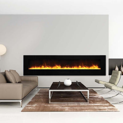 Amantii 88" WM/FM Series Electric Fireplace with Black Glass Surround