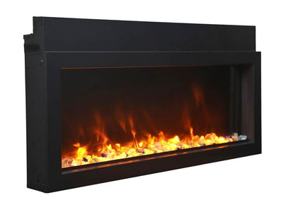 Amantii 40" Extra Slim Indoor or Outdoor Built-in Electric Fireplace with Black Steel Surround