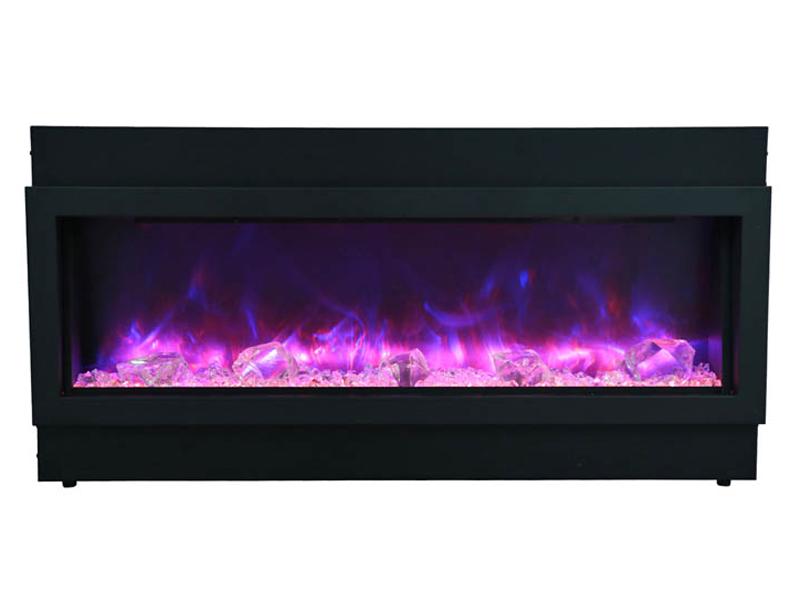 Amantii 40" Deep Indoor or Outdoor Built-in Electric Fireplace with Black Steel Surround