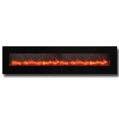Amantii 88" WM/FM Series Electric Fireplace with Black Glass Surround