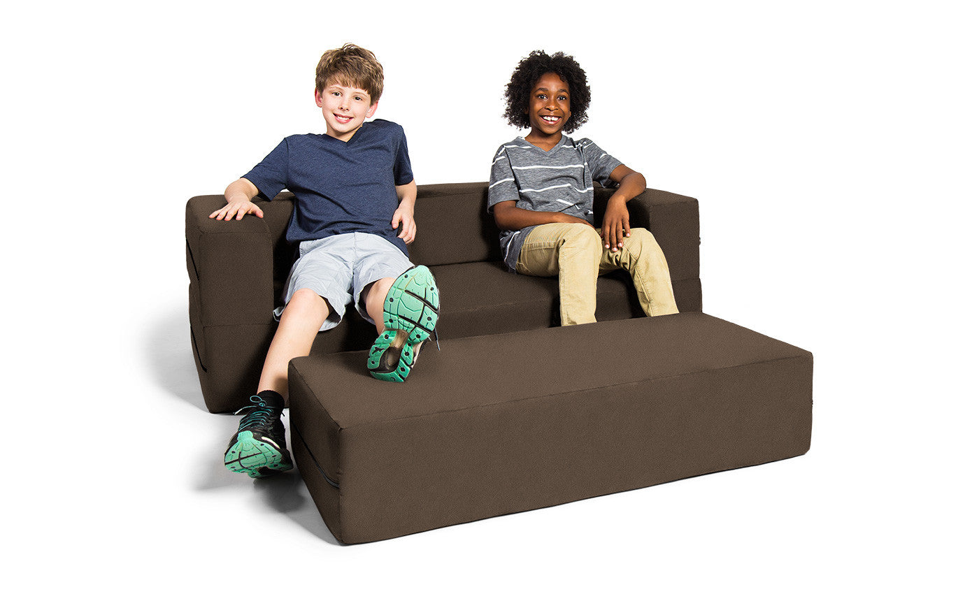 Kids Zipline Convertible Sofa & Large Ottoman
