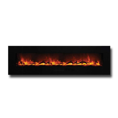 Amantii 72" WM/FM Series Electric Fireplace with Black Glass Surround
