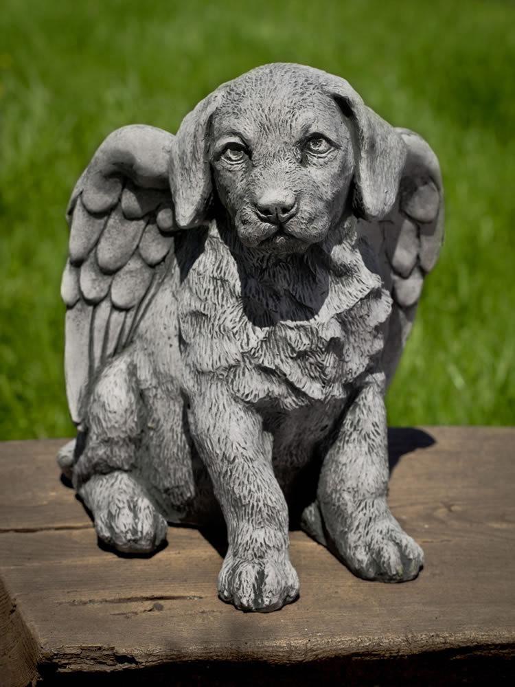 Angel Puppy Cast Stone Garden Statue | Dog Statue