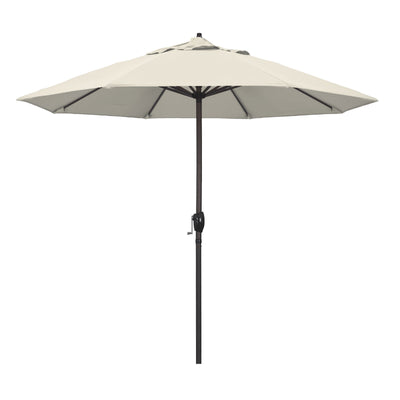 California Umbrella 9' Casa Series Patio Umbrella With Bronze Aluminum Pole Fiberglass Ribs Auto Tilt Crank Lift With Olefin Fabric