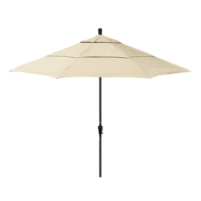 California Umbrella 11' Sunset Series Patio Umbrella With Bronze Aluminum Pole Aluminum Ribs Auto Tilt Crank Lift With Sunbrella Fabric