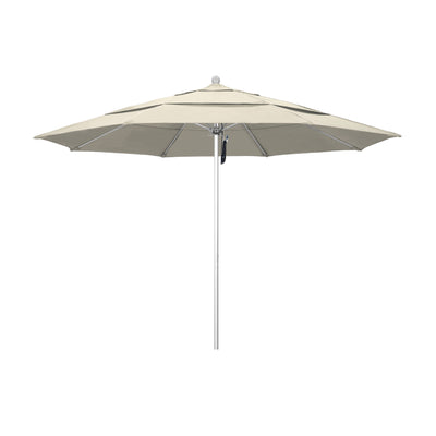 California Umbrella 11' Venture Series Patio Umbrella With Matted White Aluminum Pole Fiberglass Ribs Pulley Lift With Olefin Fabric