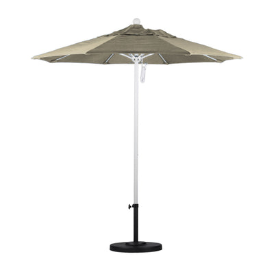 California Umbrella 7.5' Venture Series Patio Umbrella With Matted White Aluminum Pole Fiberglass Ribs Push Lift With Olefin Fabric