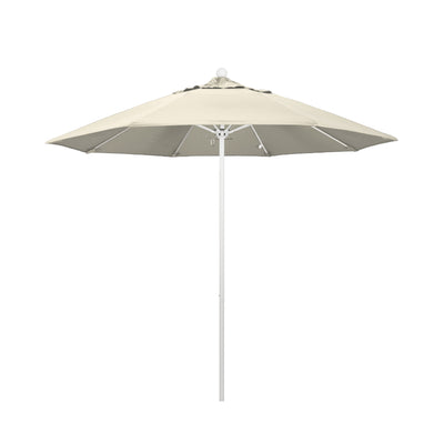 California Umbrella 9' Venture Series Patio Umbrella With Matted White Aluminum Pole Fiberglass Ribs Push Lift With Olefin Fabric