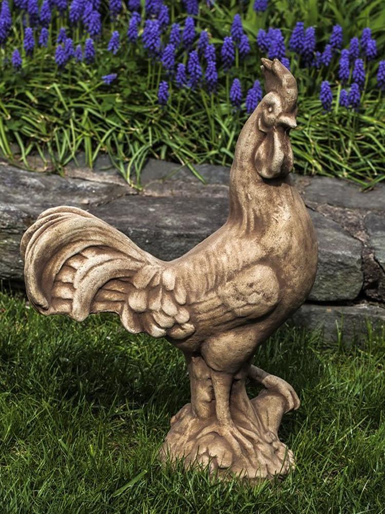 Antique Rooster Cast Stone Garden Statue