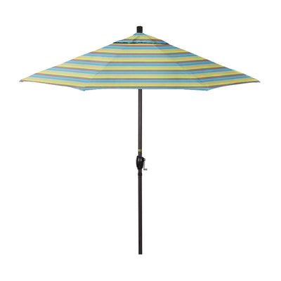 California Umbrella 7.5' Pacific Trail Series Patio Umbrella With Bronze Aluminum Pole Aluminum Ribs Push Button Tilt Crank Lift With Sunbrella Fabric