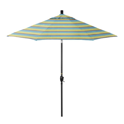 California Umbrella 9' Pacific Trail Series Patio Umbrella With Stone Black Aluminum Pole Aluminum Ribs Push Button Tilt Crank Lift With Sunbrella Fabric