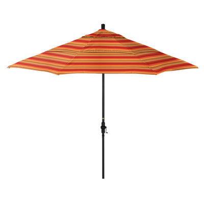 California Umbrella 11' Sun Master Series Patio Umbrella With Matted Black Aluminum Pole Fiberglass Ribs Collar Tilt Crank Lift With Sunbrella Fabric