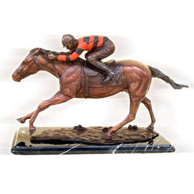 Brass Baron Horse and Jockey Table Top Statue