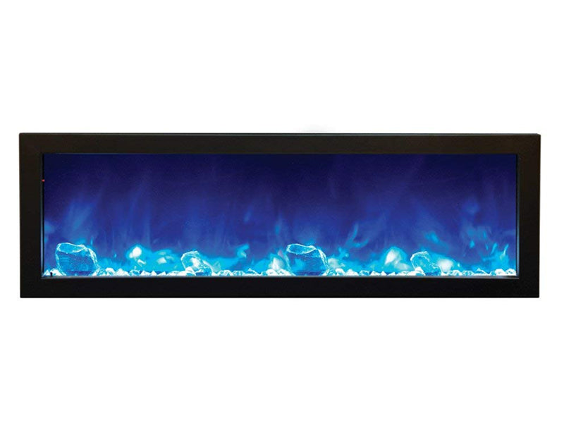 Amantii 50" Deep Indoor or Outdoor Built-in Electric Fireplace with Black Steel Surround