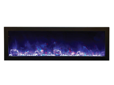 Amantii 50" Deep Indoor or Outdoor Built-in Electric Fireplace with Black Steel Surround
