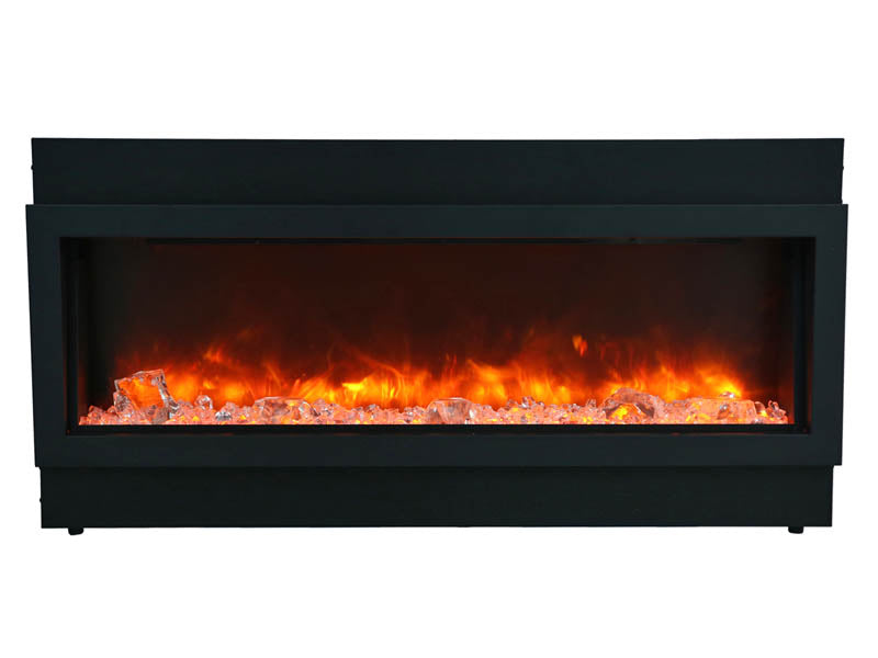 Amantii 40" Slim Indoor or Outdoor Built-in Electric Fireplace with Black Steel Surround