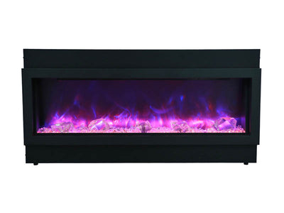 Amantii 50" Slim Indoor or Outdoor Built-in Electric Fireplace with Black Steel Surround