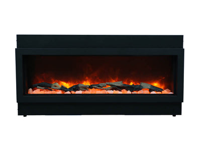 Amantii 40" Slim Indoor or Outdoor Built-in Electric Fireplace with Black Steel Surround